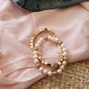 Pretty Pink and Gold Pair Bracelets